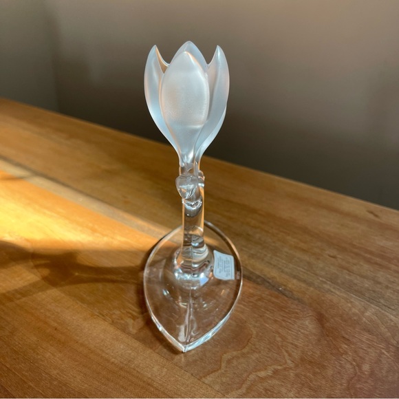 Vintage Riedel Crystal Double Tulip Flower Candle Stick Holder 6” Frosted Glass - Picture 4 of 6